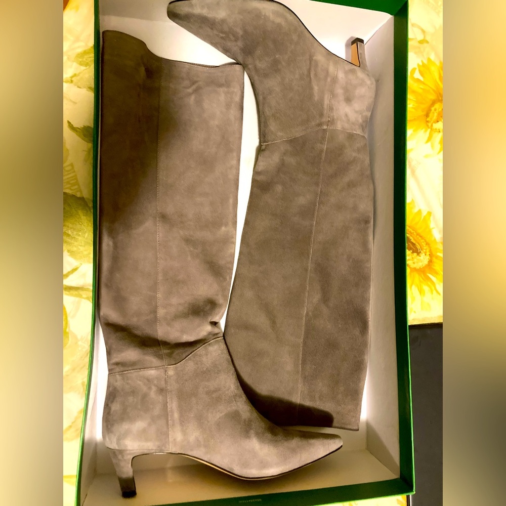 J. Crew Stevie gray suede tall boots, kitten heels